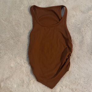 Brown Ribbed Tank Top